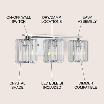 Coco Prism Vintage Metal/Glass Classic Glam LED Vanity Light